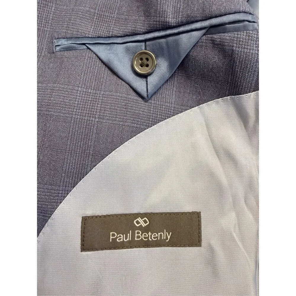 Paul Betenly Two Piece Suit 42S Jacket 36 Pants Italian Fabric Blue